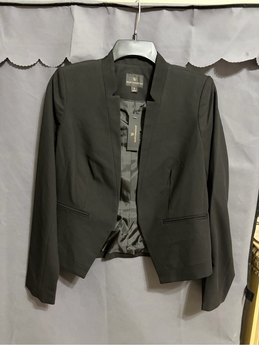 Worthington Women's Black Open-Front Cropped Blazer